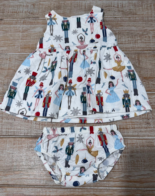 #108 Little Planet Baby Organic Cotton Dress in Holiday Nutcracker 3M