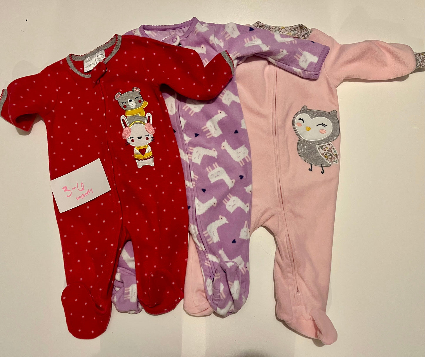 #32 Girls 3-6 month fleece footie bundle  *reduced*