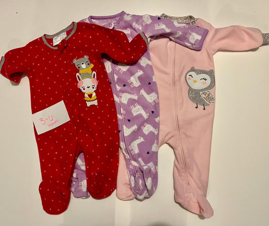 #32 Girls 3-6 month fleece footie bundle  *reduced*