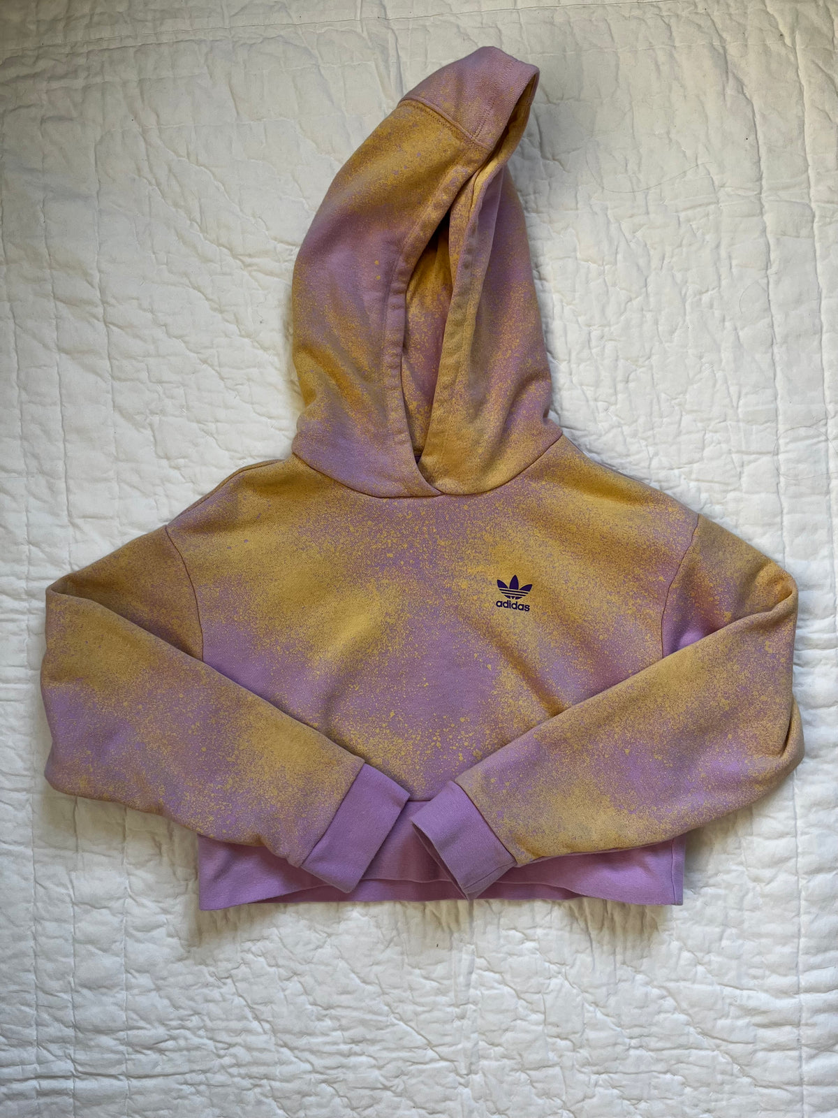 Seller #165 Girls Adidas Purple and Yellow Cropped Sweatshirt Size S (9-10)