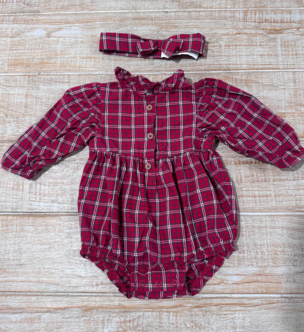 #108 Infant Girl Carters 2-Piece Plaid Bodysuit Set 3M