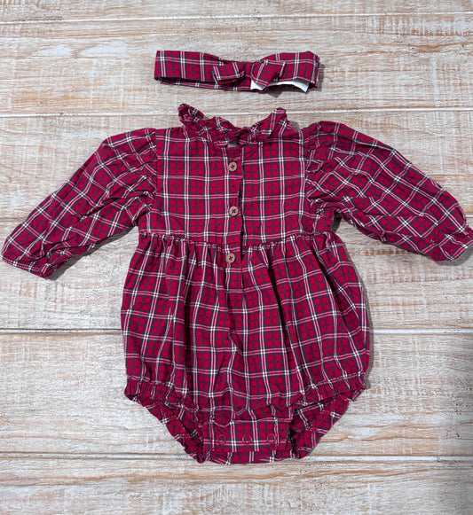 #108 Infant Girl Carters 2-Piece Plaid Bodysuit Set 3M