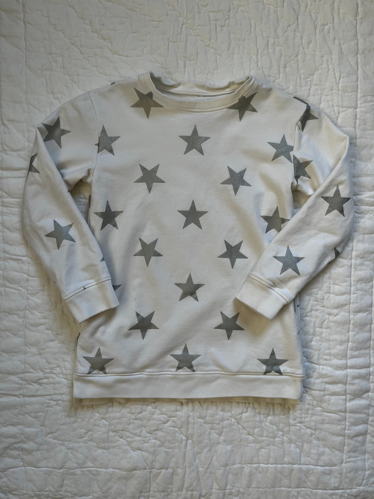 Seller #165 Girls Primary White Silver Star Tunic Sweatshirt Size 6-7