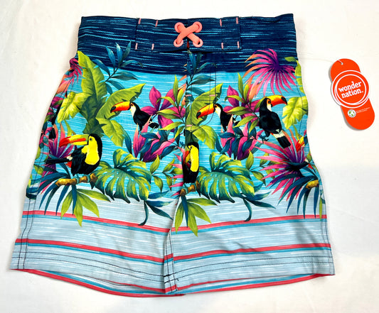 Boys XS Size 4 - 5 NEW Swim Trunks Tropical Print
