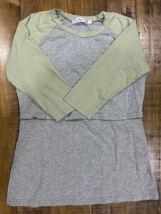 Seller #5 - Gray and green nursing top - Small