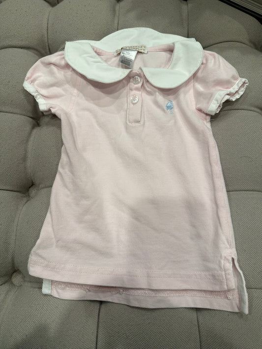 #85 TBBC Pink & White Polo, Infant girls 12-18m