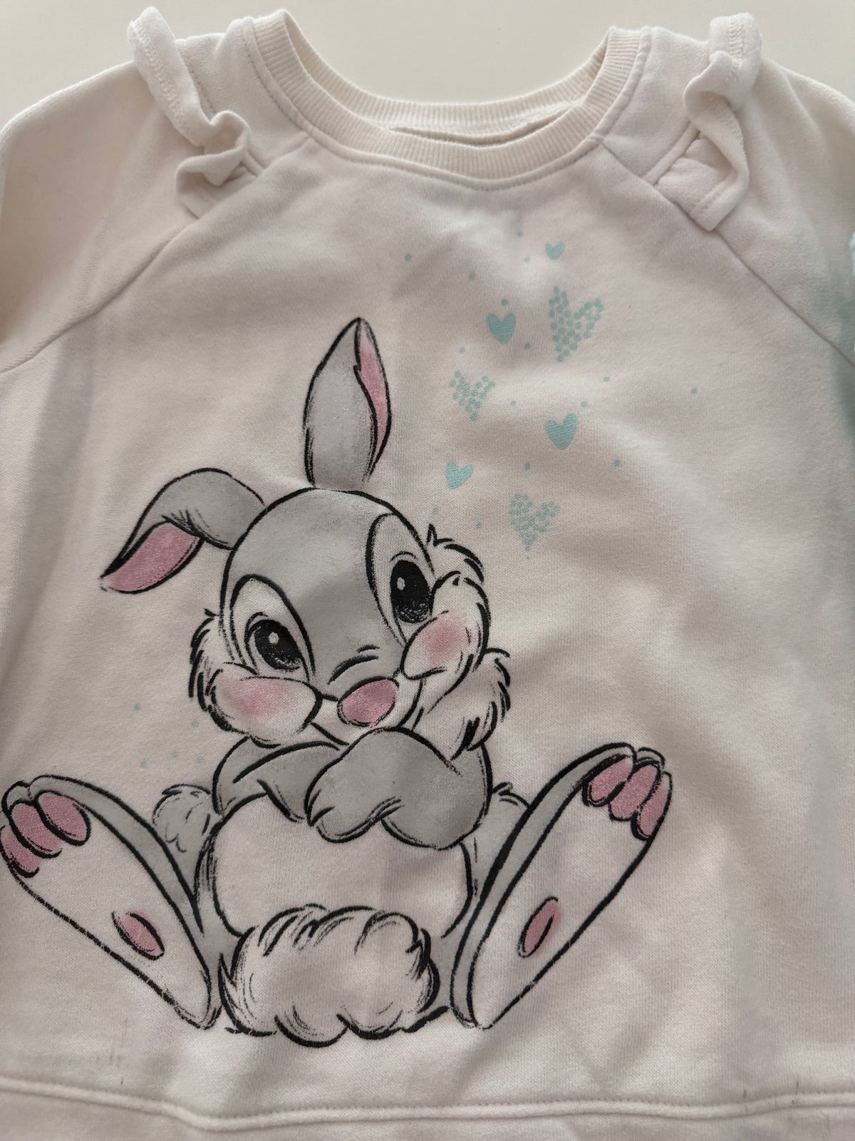 #117, Girls 5, Disney Jumping Beans softest fleece Minnie Mouse & Thumper sweatshirts, GUC