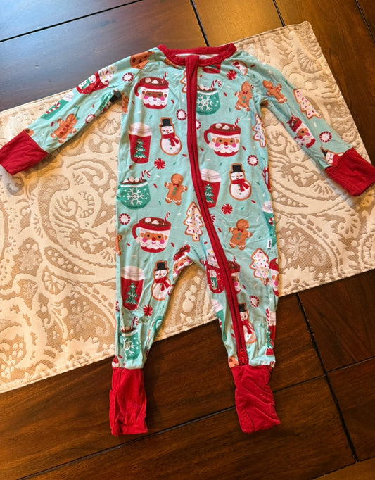 #51 REDUCED 3-6M Little Sleepies Peppermint Mocha Zippy Pajamas