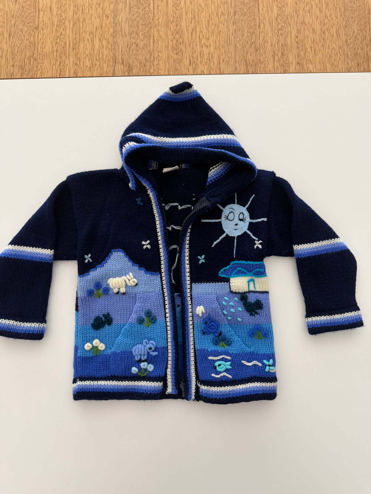 #117, Girls 4T, Boutique navy sip up sweater, VGUC