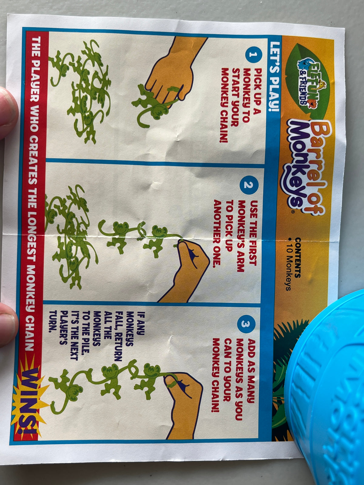 135 Barrel of monkeys game Includes directions on how to play