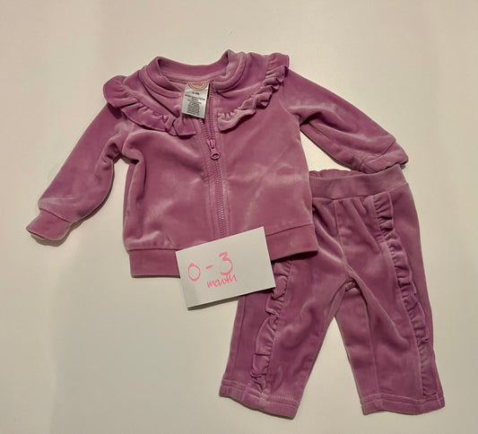 #32 Girls 0-3 purple velour jogging suit  *reduced*