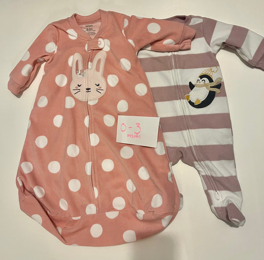 #32 Girls 0-3 month fleece sleeper  *reduced*