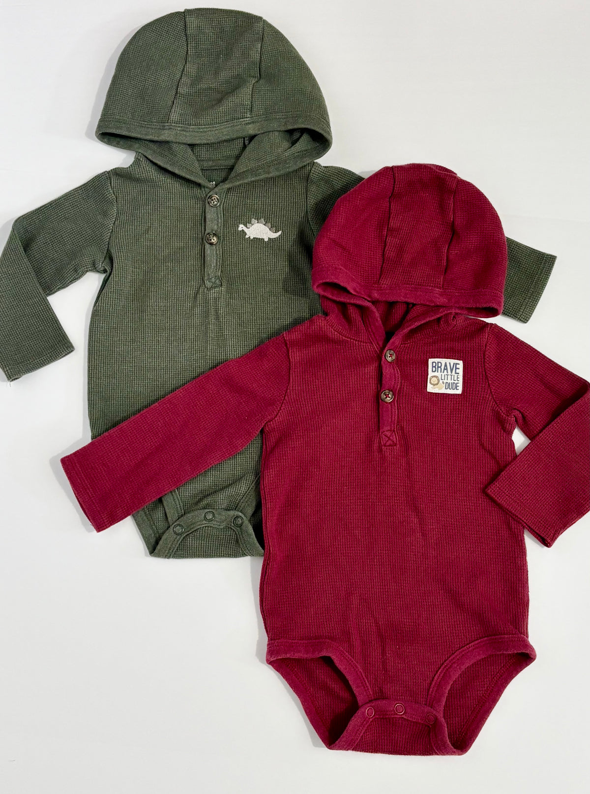 #132 - Bundle of 2 Carter's: Boy's Long-Sleeve Thermal Bodysuits - Size 12M