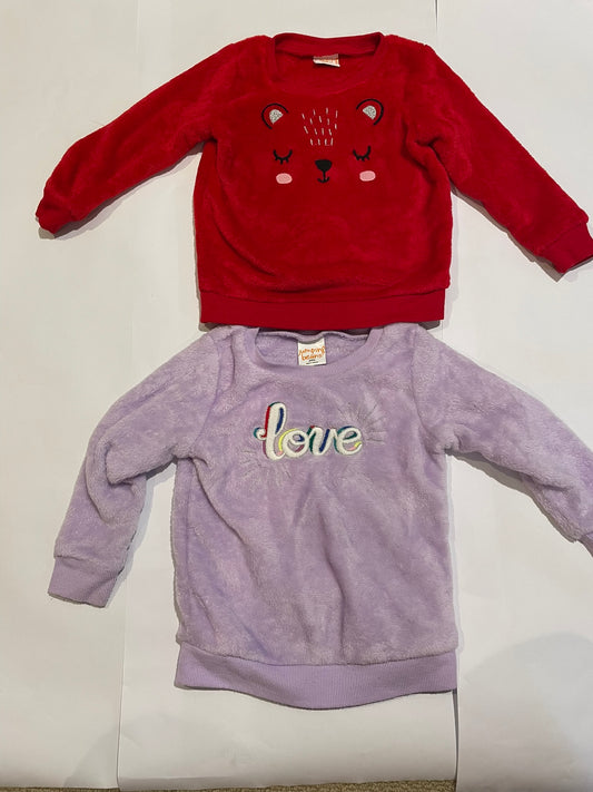 #126 Girls Jumping Beans 24M Set 2 Super soft Sweatshirts GUC