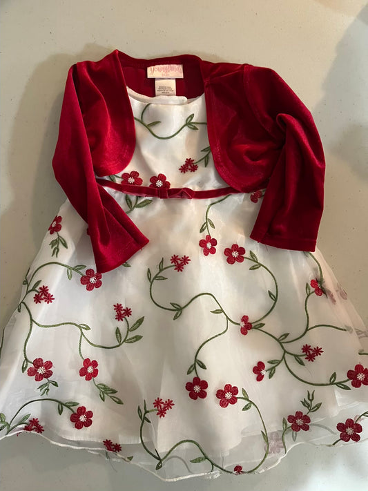 Seller #28 - Girls 18M Red/White Dress with matching cardigan - EUC