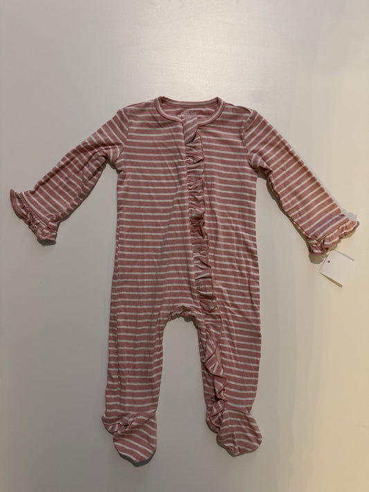 #32 NWT Little Me Girl 3 months pink stripe sleeper footie pajama