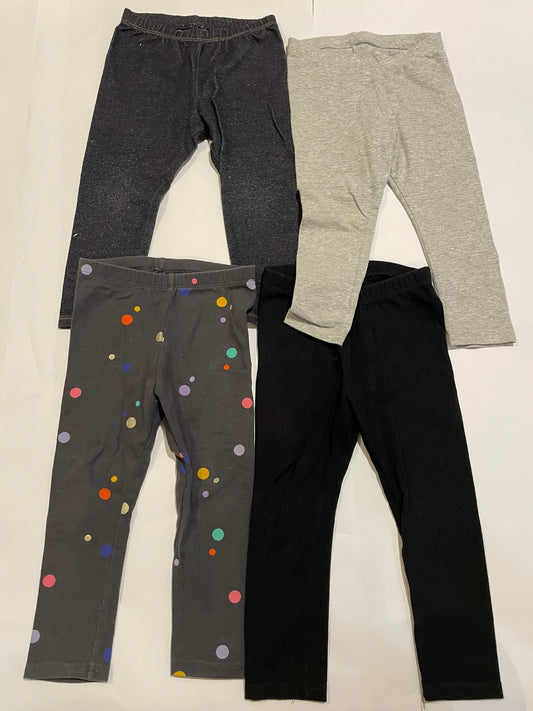 #126 Girls Cat & Jack 2T Set 4 Leggings GUC (Jeggings, Gray, Black, Gray dots)
