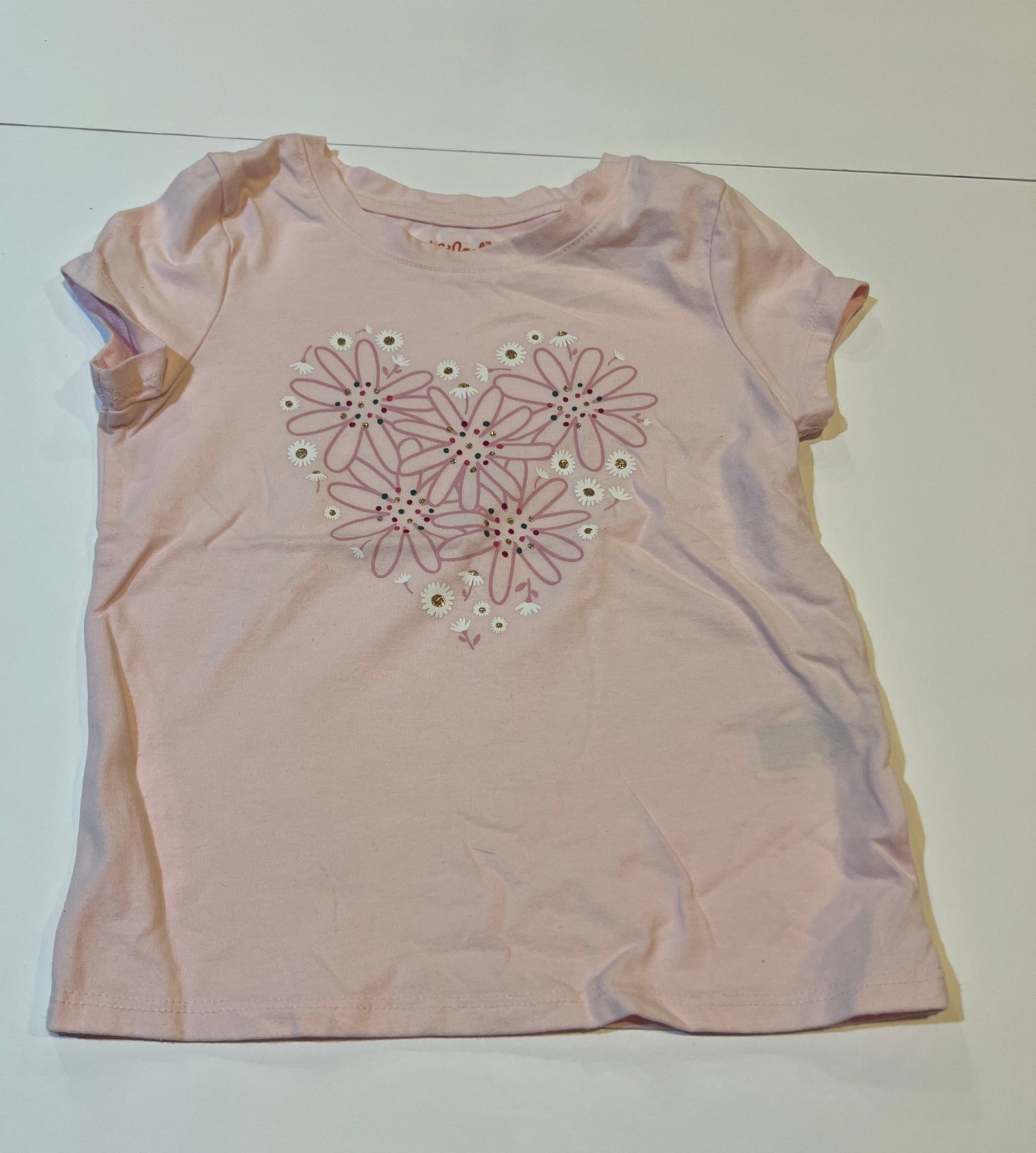 #180 Girls 4T Cat & Jack Heart and OshKosh Butterfly Life Cycle shirt Bundle