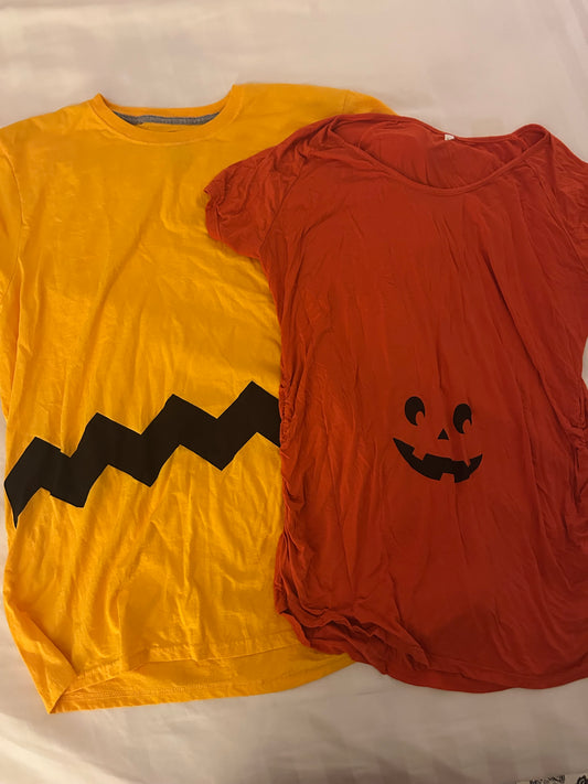 Seller 128 - Maternity Halloween Couples Costume Charlie Brown and The Great Pumpkin (both XL)