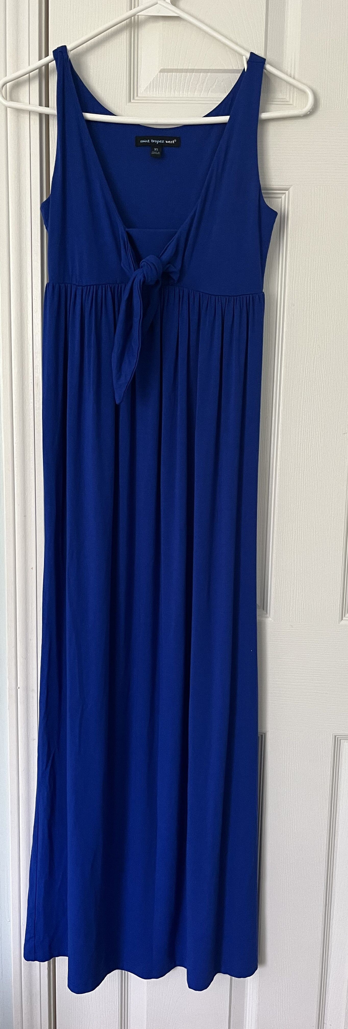 #124 EUC Blue Tie Front Maxi Dress Women's XS