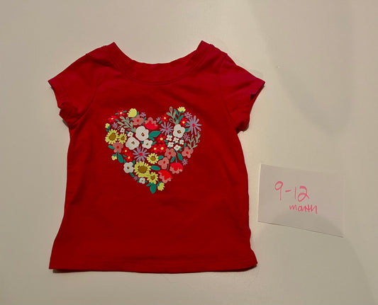 #32 Girls 12 month floral heart t shirt - NWOT
