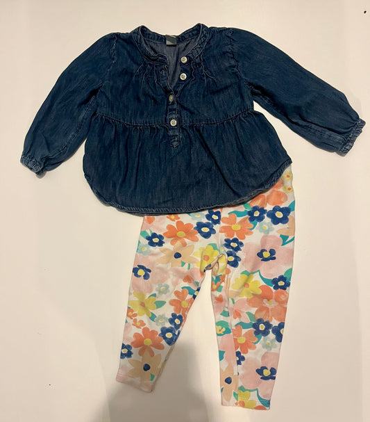 #32 Girls 18 month denim shirt and floral pant