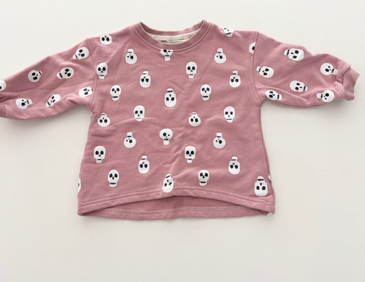 #117, Girls 2T, Minimalist Folk blush pink sugar skull sweatshirt, VGUC