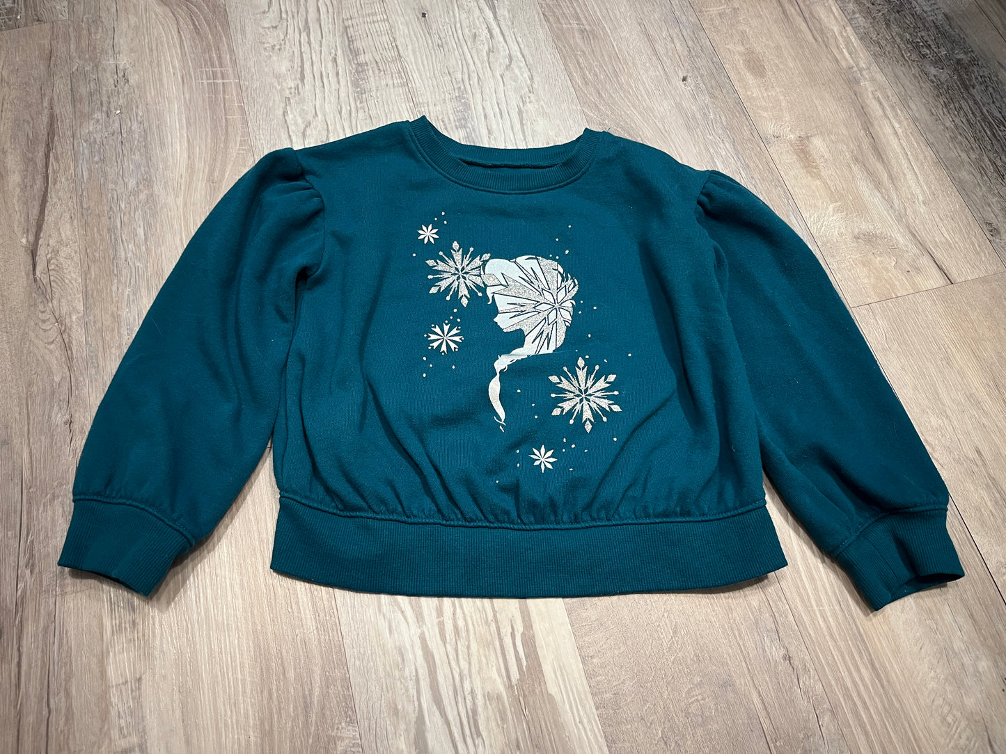 Seller #29 Girls 5T Jumping Beans/Disney Elsa Cropped Teal Sweatshirt