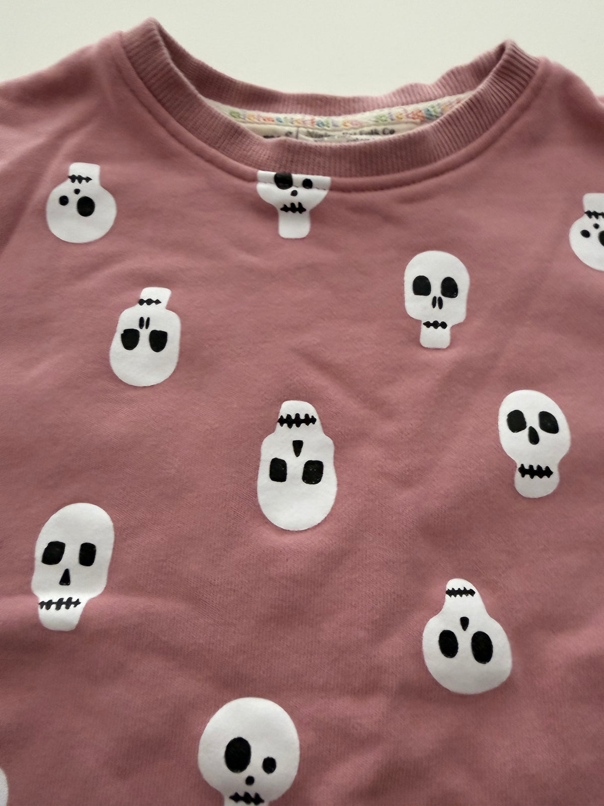 #117, Girls 2T, Minimalist Folk blush pink sugar skull sweatshirt, VGUC