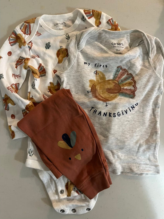 Seller #28 - 12M "My First Thanksgiving" Set - EUC - Gender Neutral
