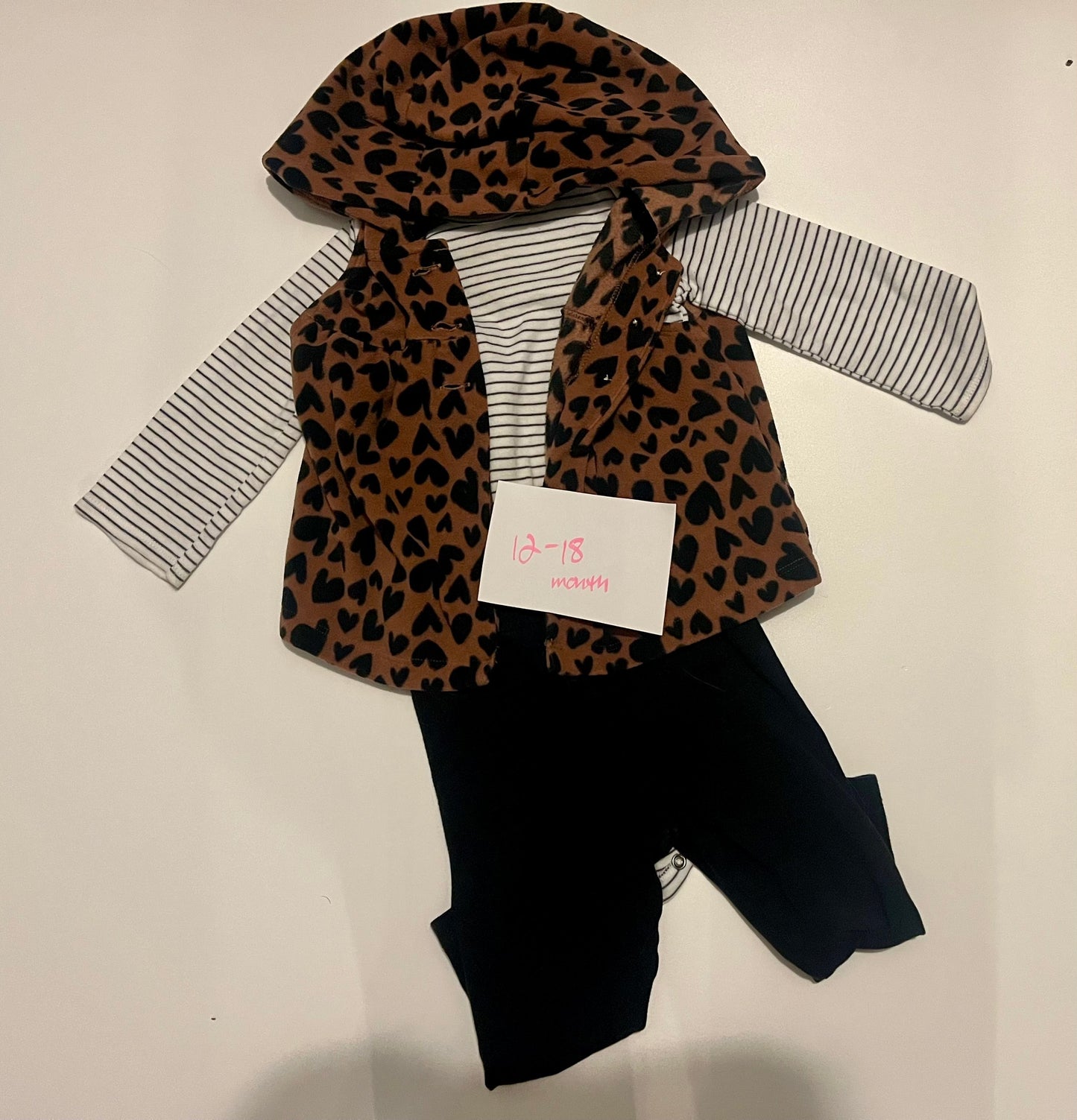 #32 Girls 12-18 month fleece heart vest outfit  *reduced*