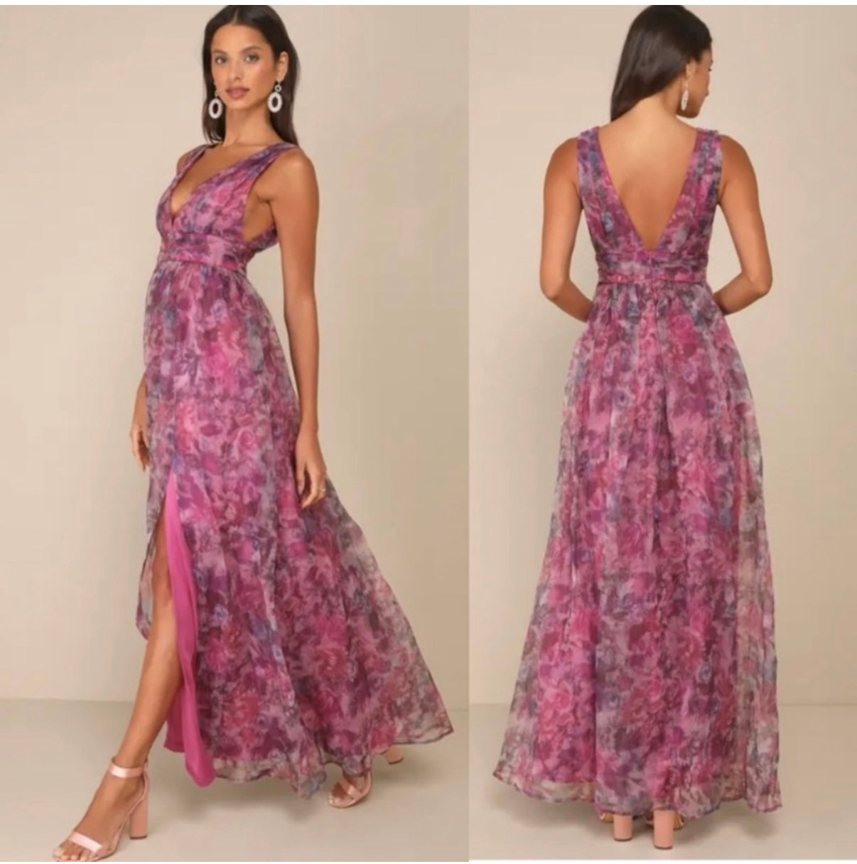 #51 Women’s M Lulu’s Garden Romance Organza Floral Gown