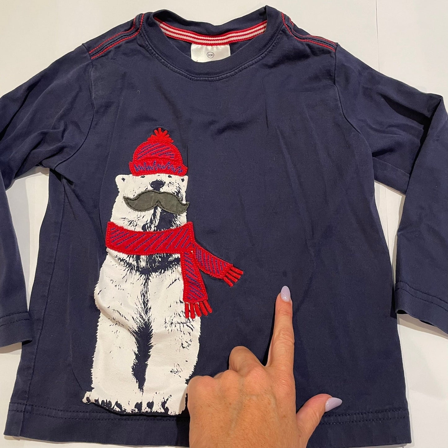 #126 Boys Hanna Andersson 100 (4T) Navy Polar Bear LS Shirt GUC/Play