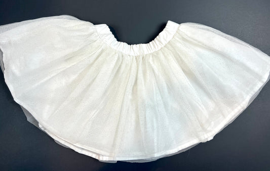 Girl 24 M White Skirt Silver Glitter in Tulle Tutu Skirt EUC