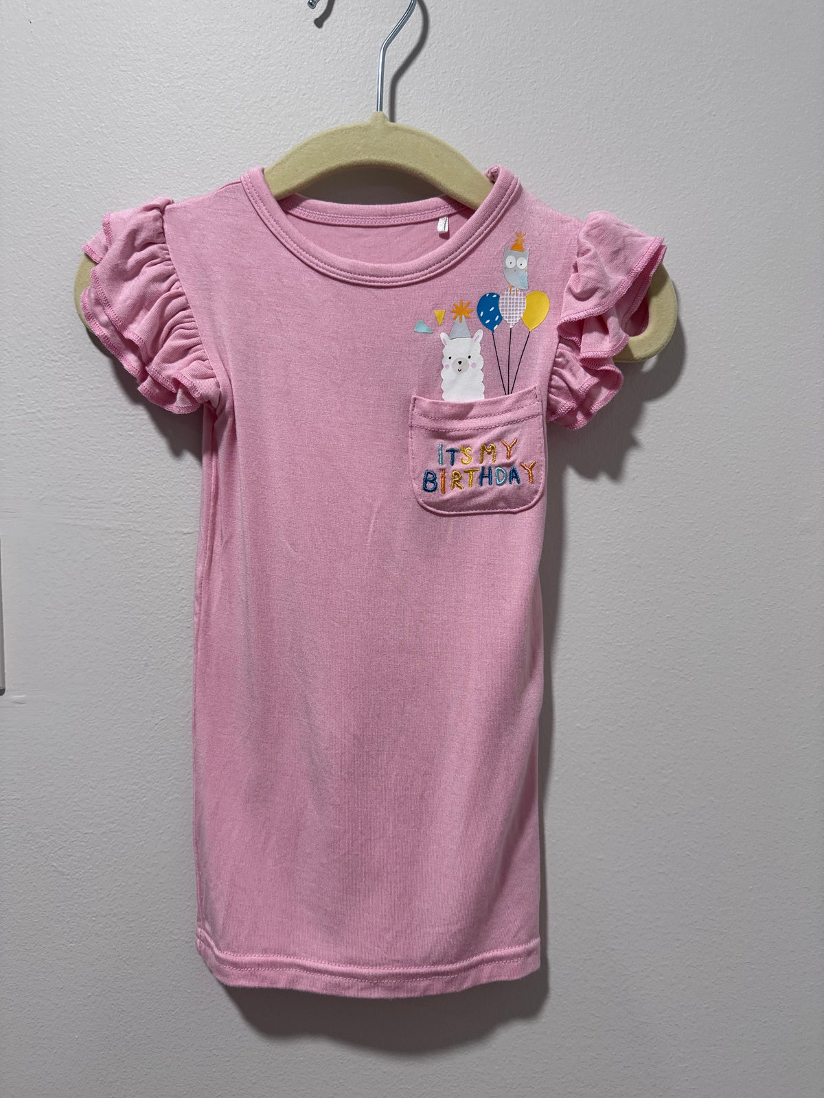 #108 Little Sleepies Ruffle Bamboo First Birthday Tee 6-12M