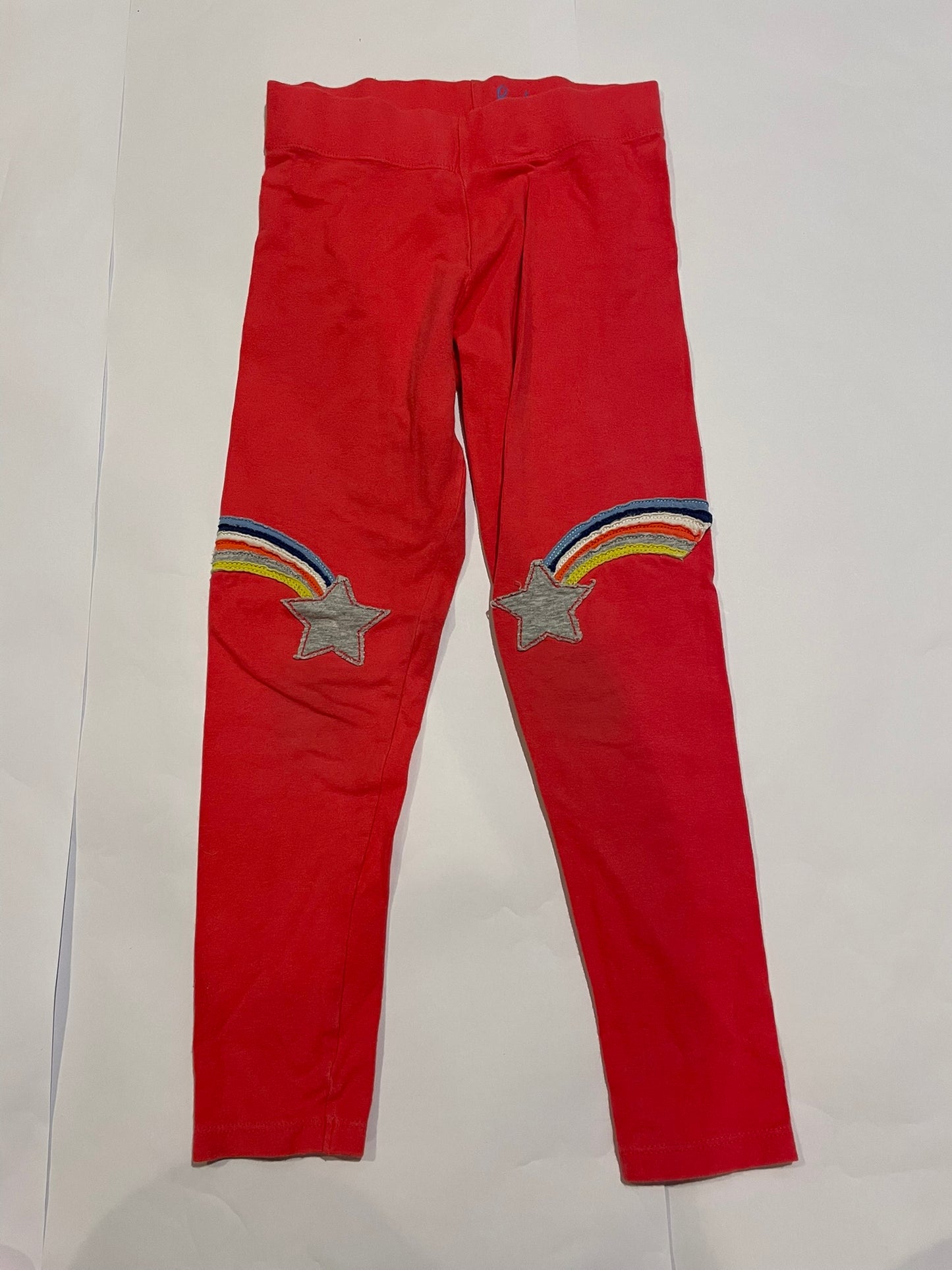 #126 Girls Mini Boden 7-8 Pink/Red Shooting star Leggings VGUC
