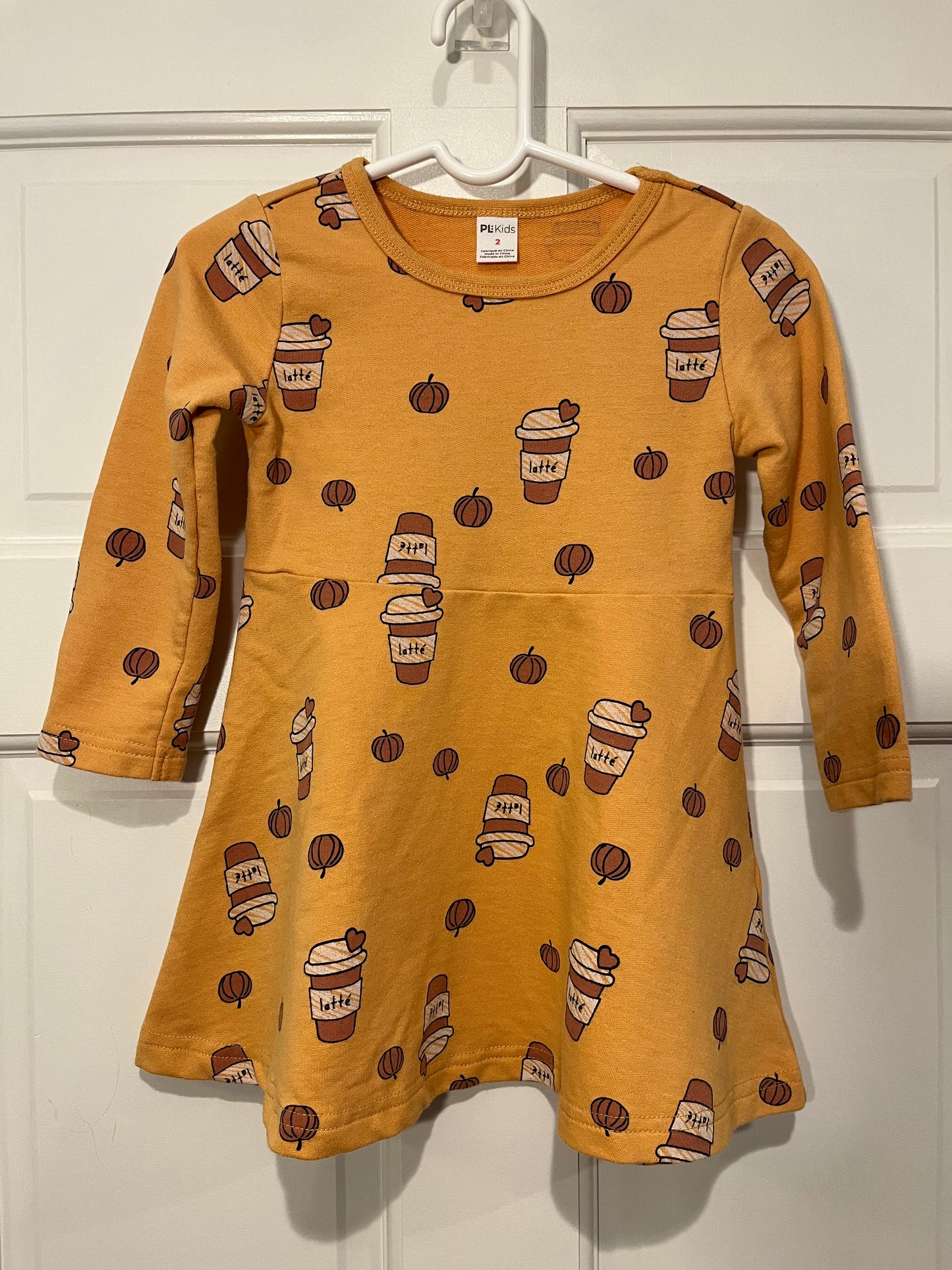 Girls 2T Petit Lem PL Kids Pumpkin Spice Latte Sweatshirt Dress  PPU Evendale 45241