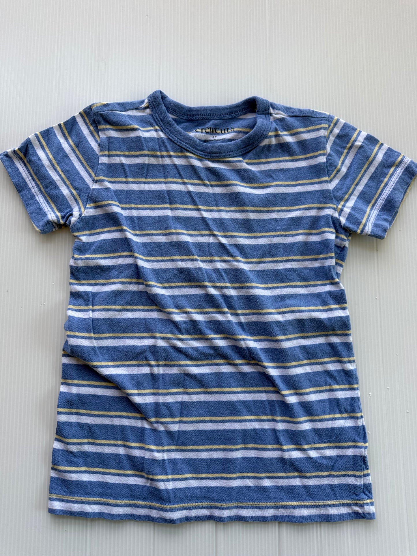 #167 Crewcuts Boys Blue Striped Tee - XS (4-5)