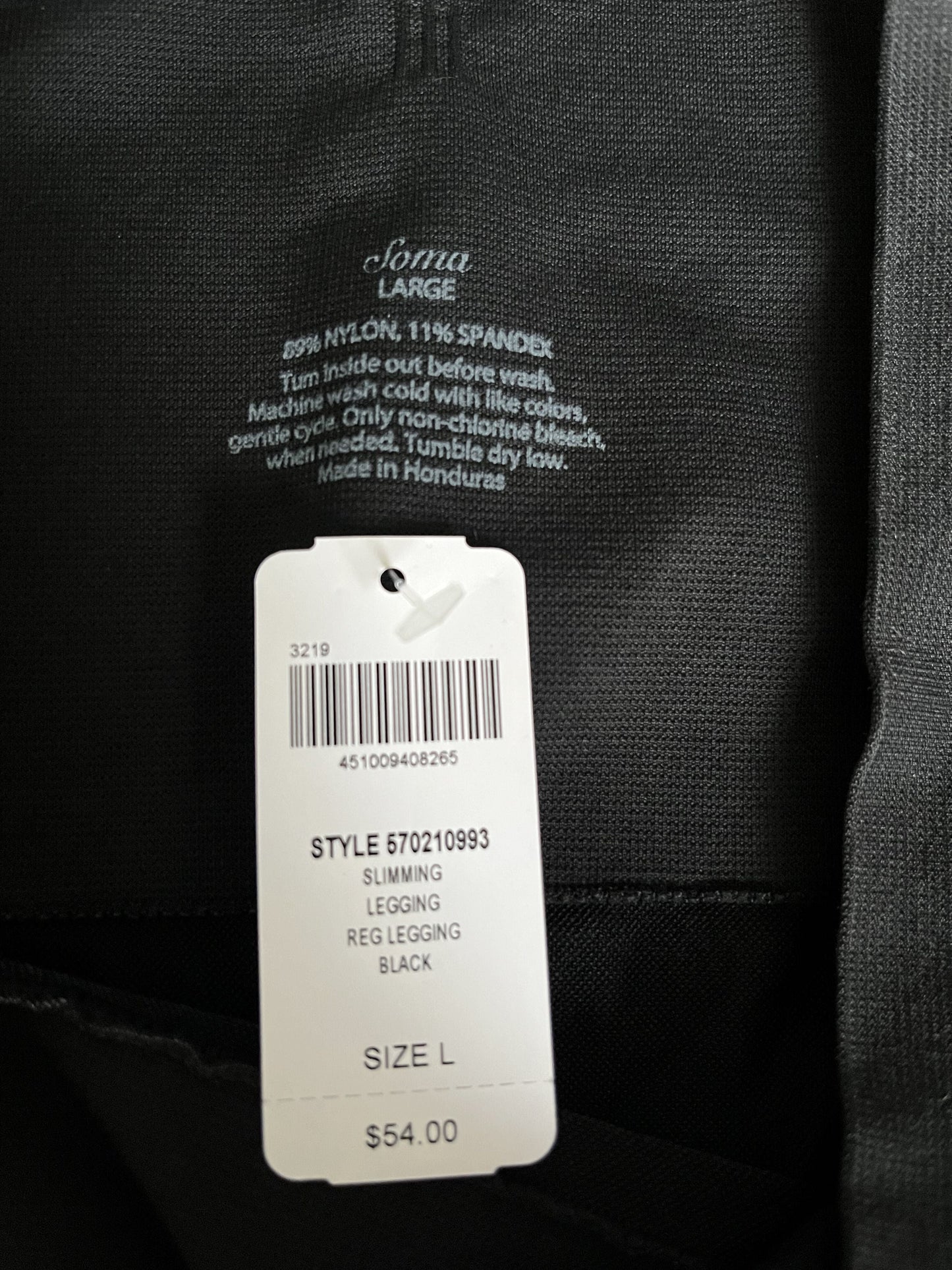 #124 NWT Soma Black Slimming Leggings Women's Size L