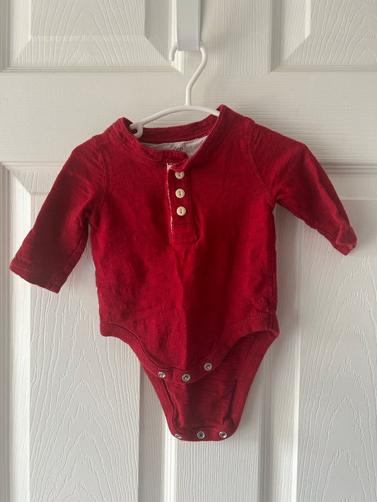 #63 red Henley size 0-3 months