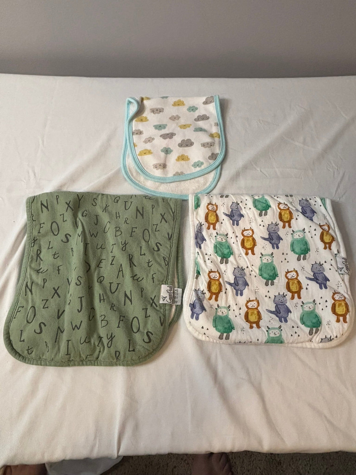 #90: Copper Pearl Burp Cloths + Bib Set (3 Pieces)