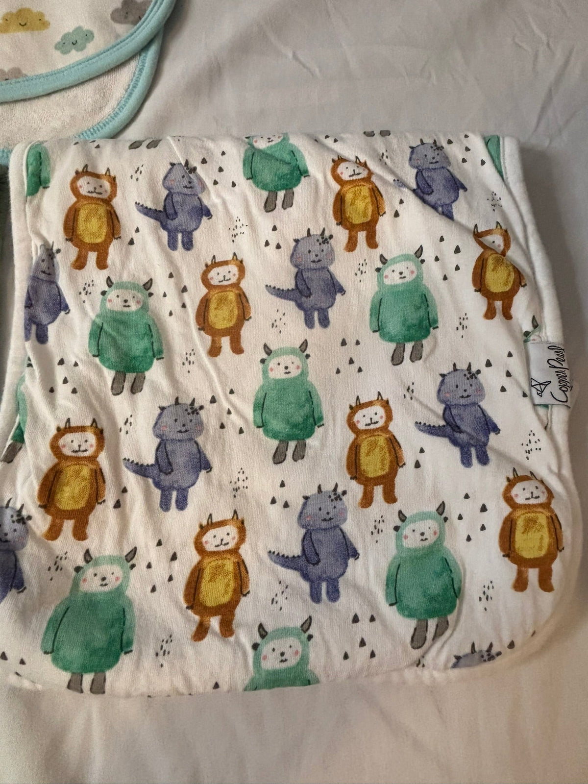 #90: Copper Pearl Burp Cloths + Bib Set (3 Pieces)
