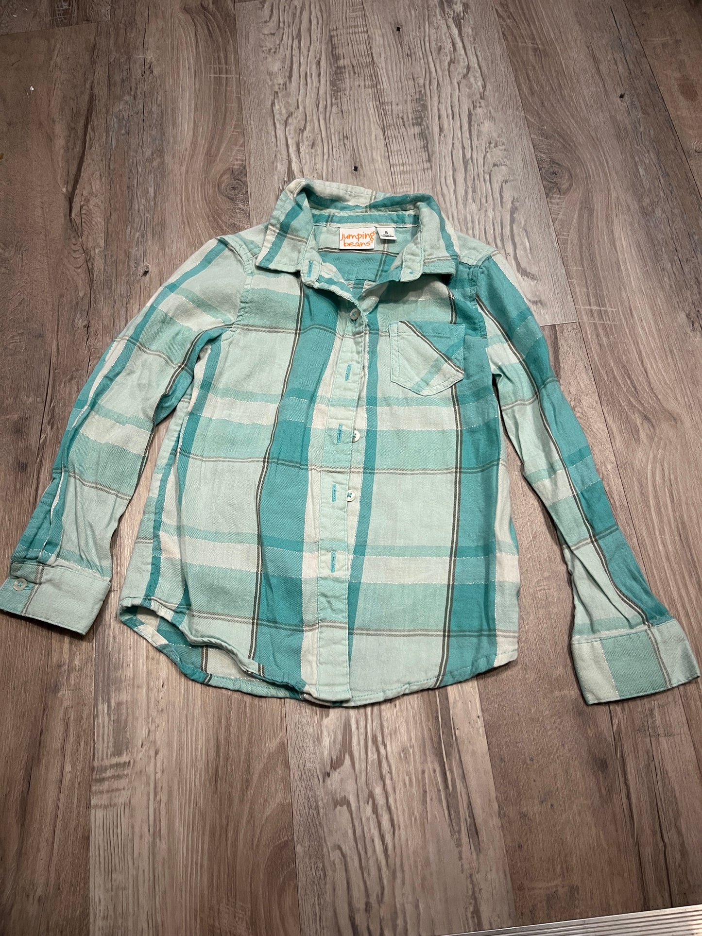 Seller #29 Girls Size 5 Jumping Beans Teal Plaid Button Down Shirt