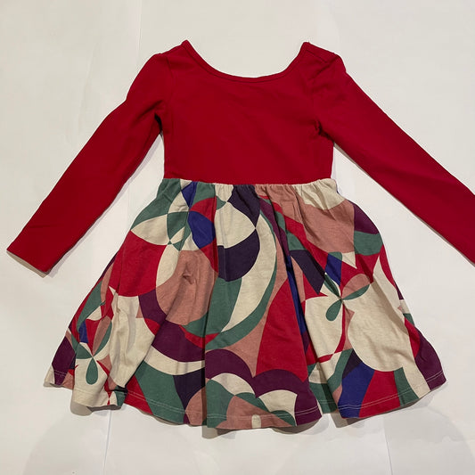 #126 Girls Tea 5 Red Twirl Dress VGUC