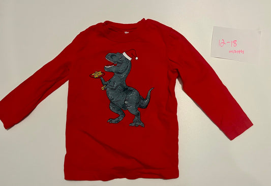 #32 12-18 month Christmas Cookie Dinosaur L/S T shirt
