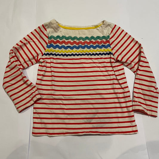 #126 Girls Mini Boden 4T (4-5) White/Striped Shirt GUC