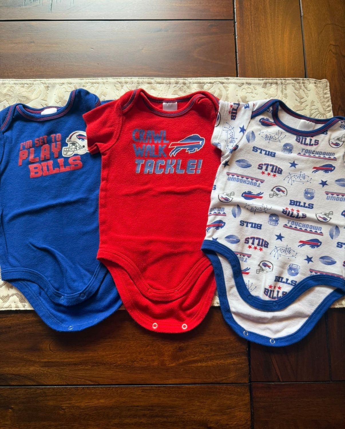 #51 3-6M Bundle of Buffalo Bills Bodysuits Official NFL Licensed Gear
