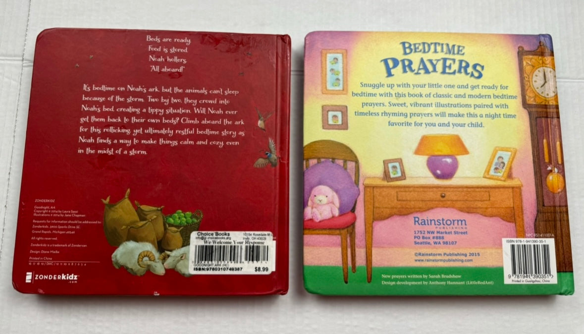 (2) Board Books: Goodnight Ark & Bedtime Prayers Hardbacks EUC