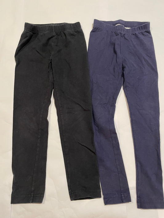 #126 Girls Hanna Andersson 120 (6-7) Set 2 Leggings (Blk/Navy) GUC