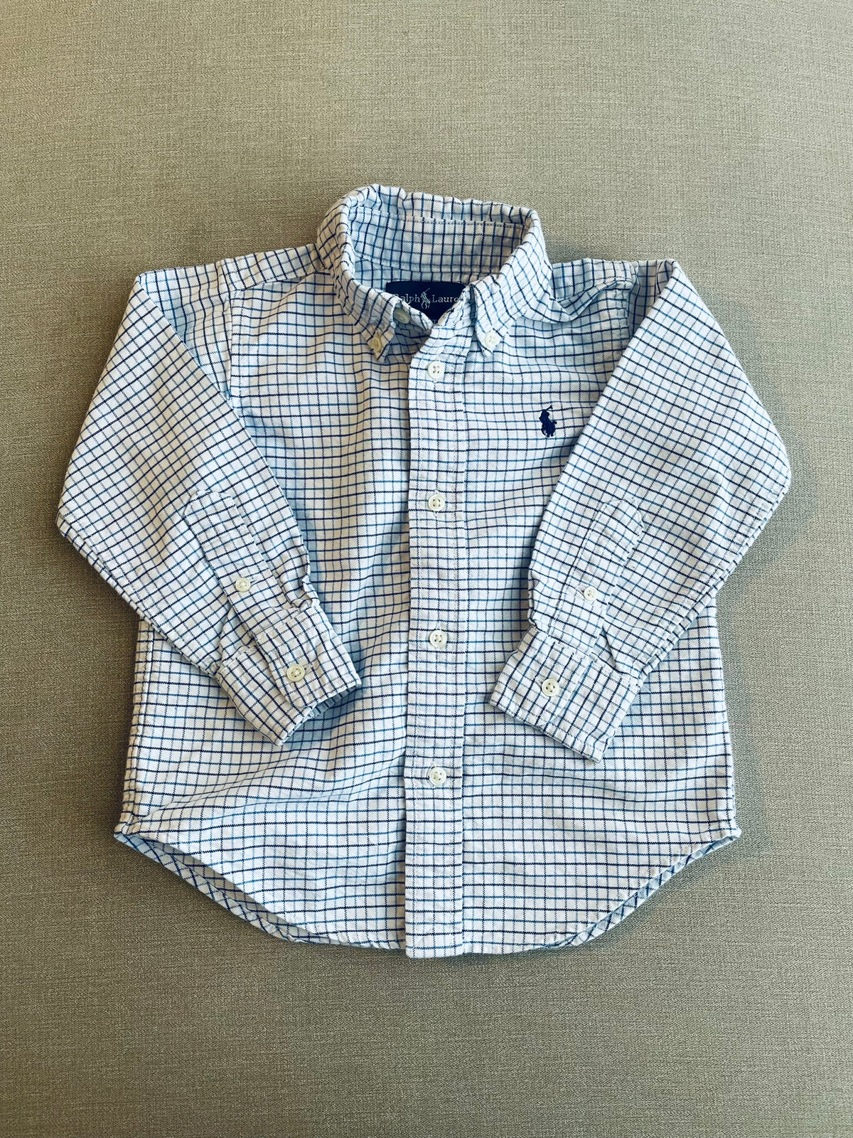 Seller #12 | Ralph Lauren | Boys Blue and White Button Down | Long Sleeve | EUC | Size 2T